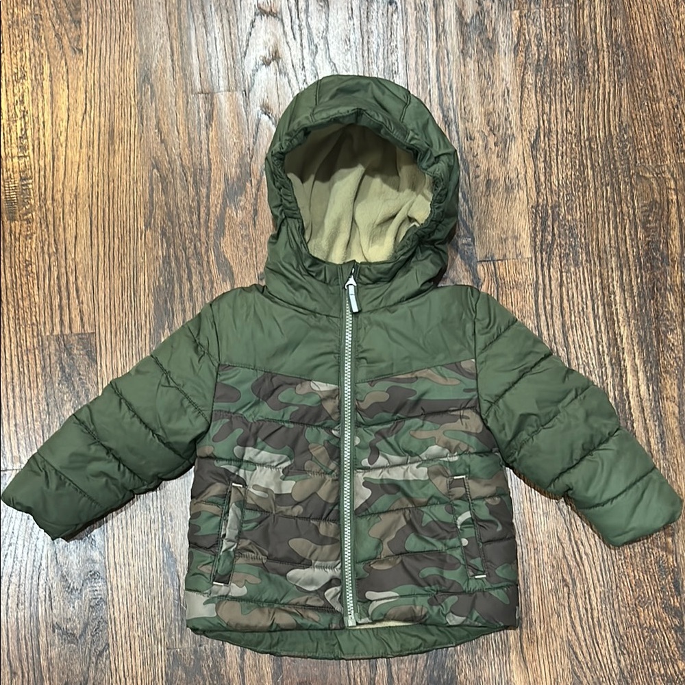 Healthtex Camo Puffer Full Zip Hooded Jacket Size 12 Months